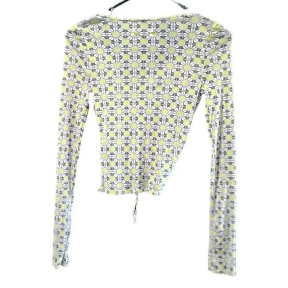 Urban Outfitters Women's Daisy Ruched Floral Cinched Mesh Top Size Small P - Picture 4 of 4
